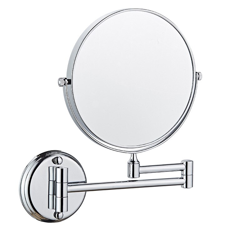 Guld badeværelse 8 tommer forstørrelses spejl folde hotel badeværelse indtrækkeligt makeup spejl dobbeltsidet skønhed spejl væghængende: Sølv 8 tommer