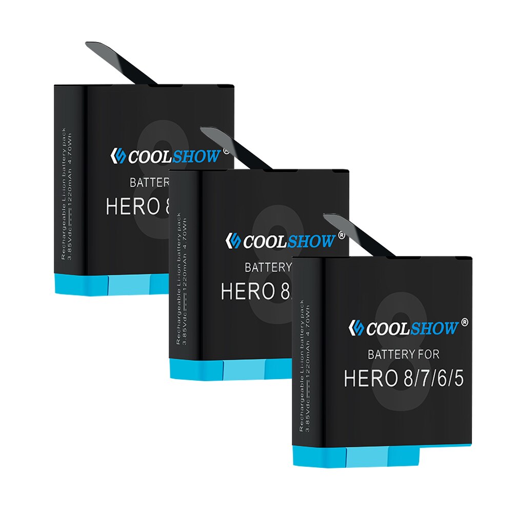Batterij Voor Gopro Hero 8/Voor Gopro Hero 7 Hero 6 Hero 5 Hero 8 Batterijen Camera Accessoires 1220mah: 3Battery
