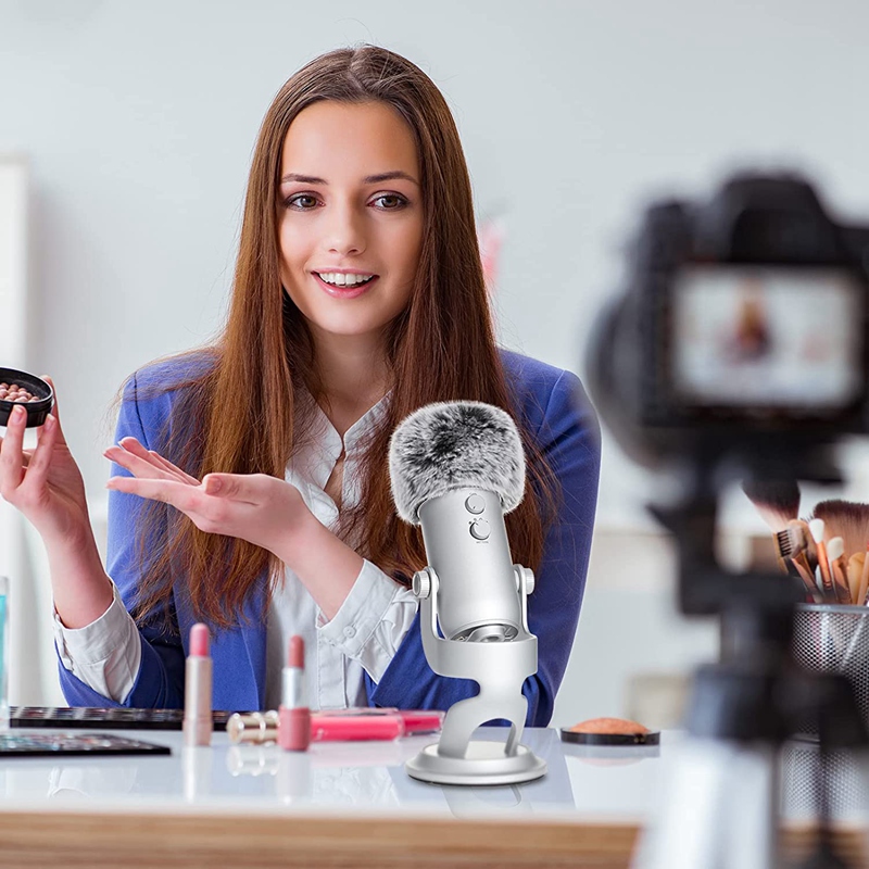 2 stück mikrofon-windschutz aus fell, flauschige mikrofonabdeckung für blue yeti kondensatormikrofone