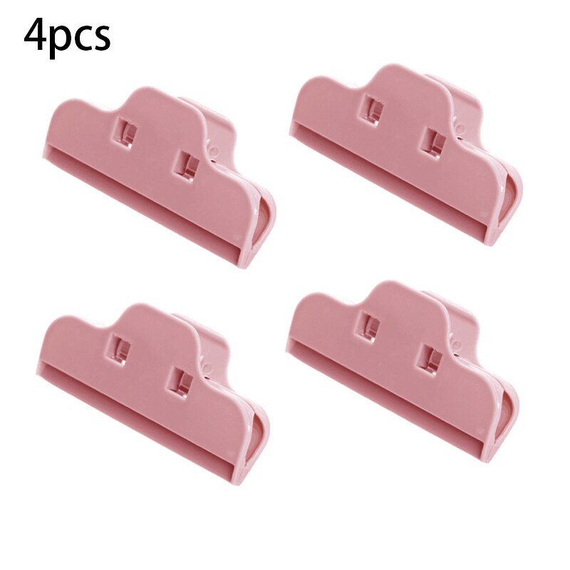 Pinzas selladas para bolsas de comida, Clip portátil para Cocina Casera multifuncional, almacenamiento de aperitivos y pan, herramienta de sellado, 4 Uds.: Pink