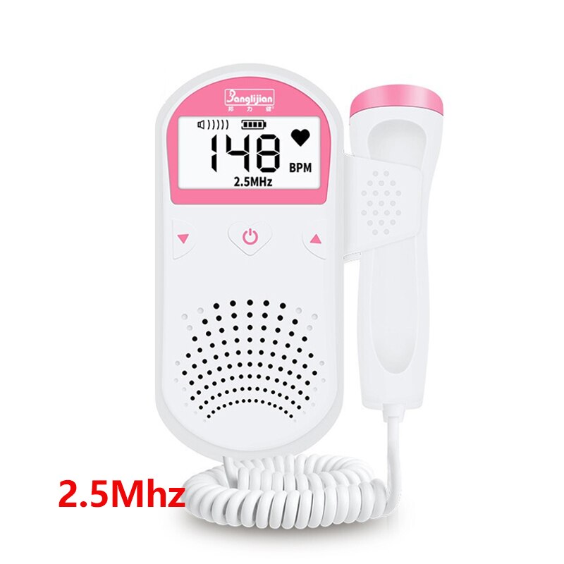 Foetale Doppler Ultrasound Baby Hartslag Detector Home Zwangere Doppler Monitor Pocket Doppler 3.0Mhz Geen Straling Stethoscoop: White