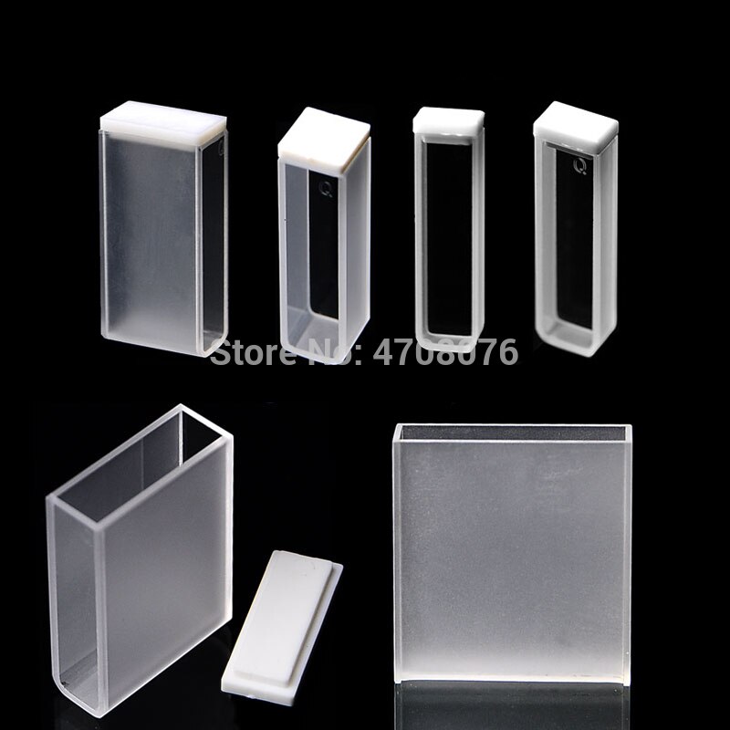 Afgedekte Quartz Glas Cuvette Mobiele voor chemische spectrum Silica cuvette met cover Spectrale analyze instrument 5mm lijm 2 stks/pak