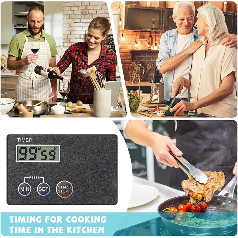 Timer Credit Card Size Digital Countdown Timer Magnetic Back with Clip Cooking Timer Small Digital Timer School