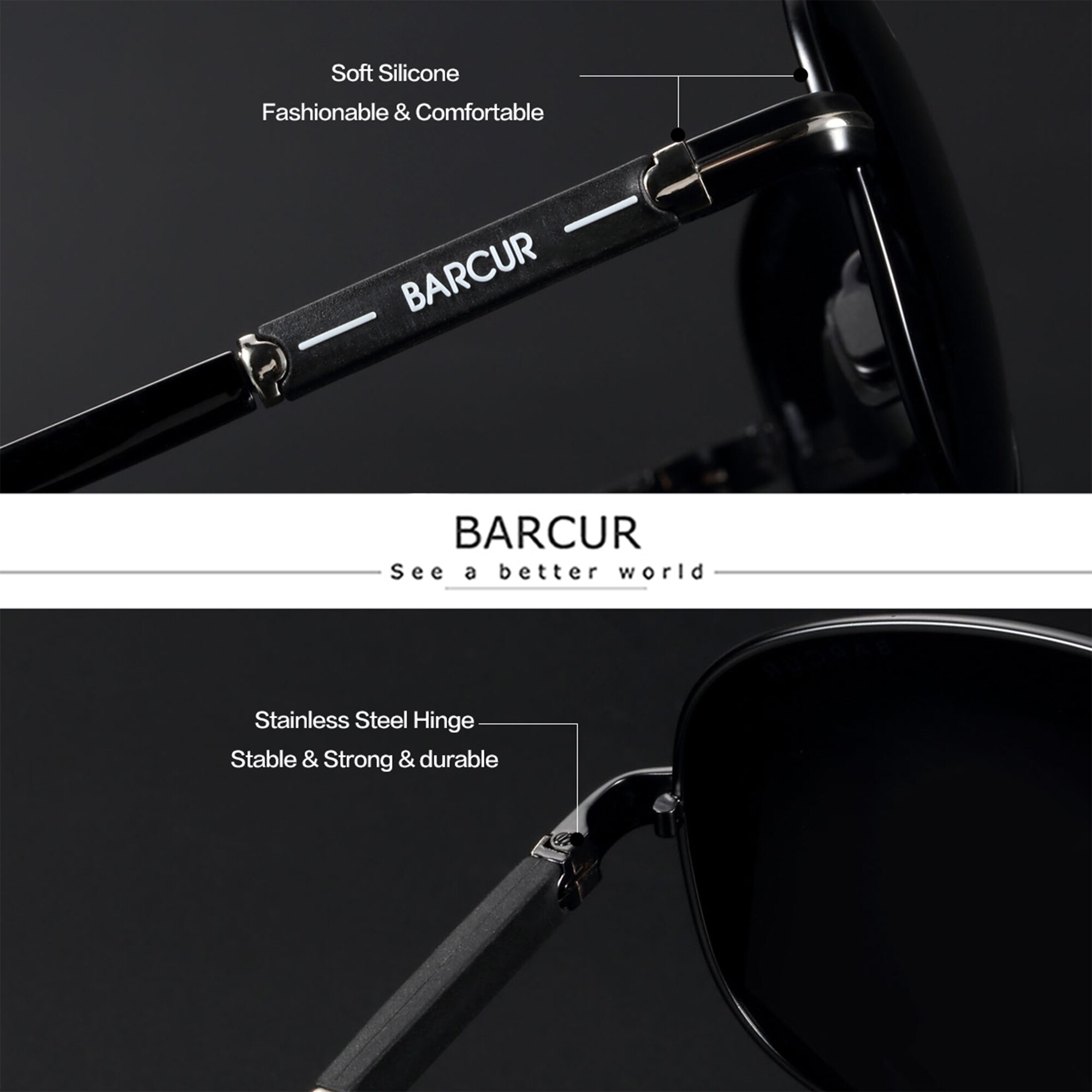 Barcur polarisierte herren sonnenbrille Pilot sonnenbrille für männer zubehör fahren angeln, wandern brillen oculos gafas de sol