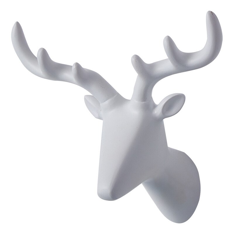 Perchero con cabeza de Animal para el hogar, gancho decorativo para colgar ropa, estante para artículos diversos, montado en la pared, 1 ud.: White   Deer