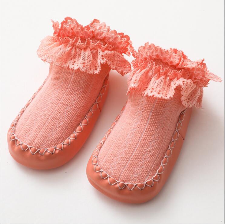 Calcetines con suelas de goma para bebé recién nacido, Zapatos para niño y niña, Calcetines antideslizantes de suela blanda para primavera y verano,: Rosa / 0-6M