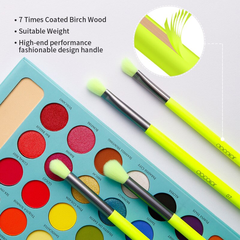 Docolor Eye Make-Up Kwasten Set 15Pcs Neon Groene Oogschaduw Make-Up Kwasten Professionele Wenkbrauw Mengen Eyeline Wimper Borstels