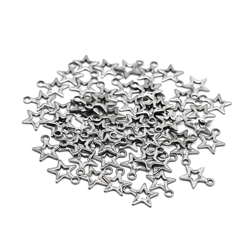 20/100pcs/lot 9x10mm Stainless Steel Star Moon Charms Pendants Star Floating Charm for DIY Necklace Jewelry Making Findings