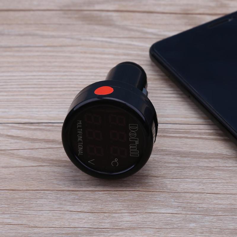 3 in 1 12 V/24 V Temperatuur Meter Voltmeter Sigarettenaansteker Digitale LED Auto Voltmeter Thermometer Auto USB lader
