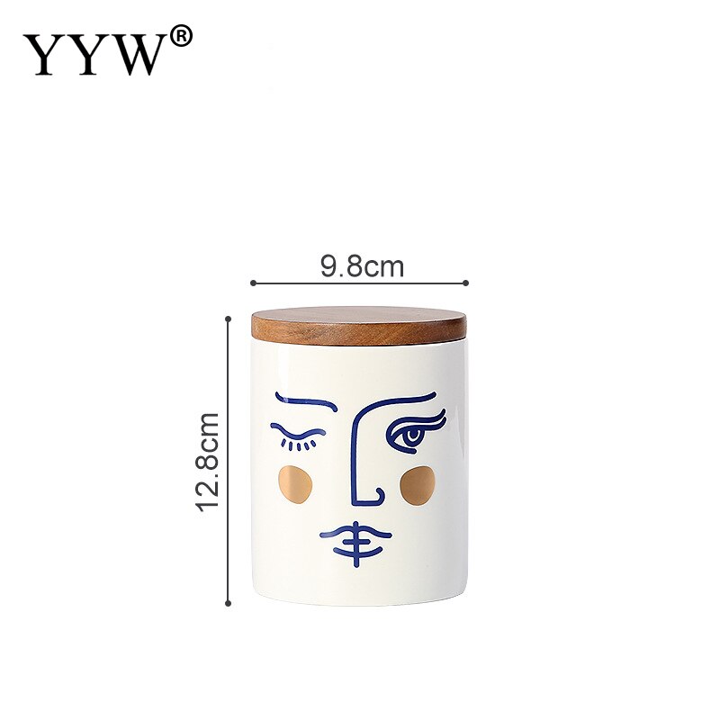 Modern Storage Jars Human Face Cans For Storage Spices Cereals Bulk Food Container Storage In The Kitchen Home Bank Ceramic Jar: white