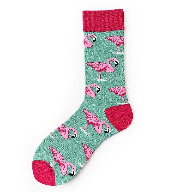 Flamingo Print Women Socks Cotton Colorful Cartoon Sport Men Sock Cute Funny Happy kawaii Dog Cycling Christmas