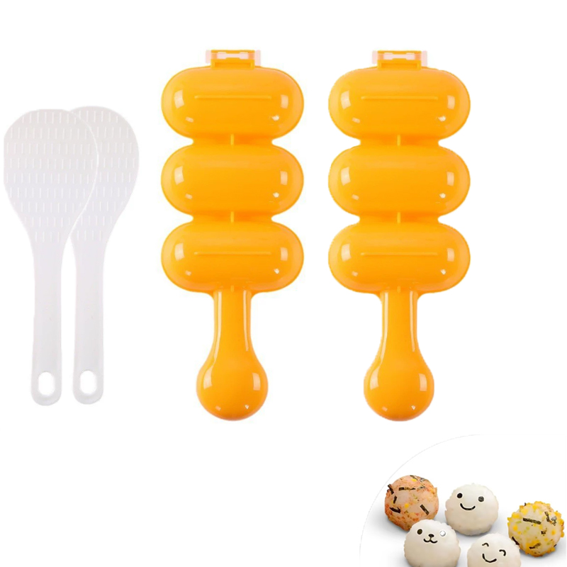 Rijstbal Maker Mal met Peddel Sushi Maker Rijstbal Mold Shaper Mold Sushi Mold Rijst Baller Shaker Sushi Maker Mold: Licht Geel