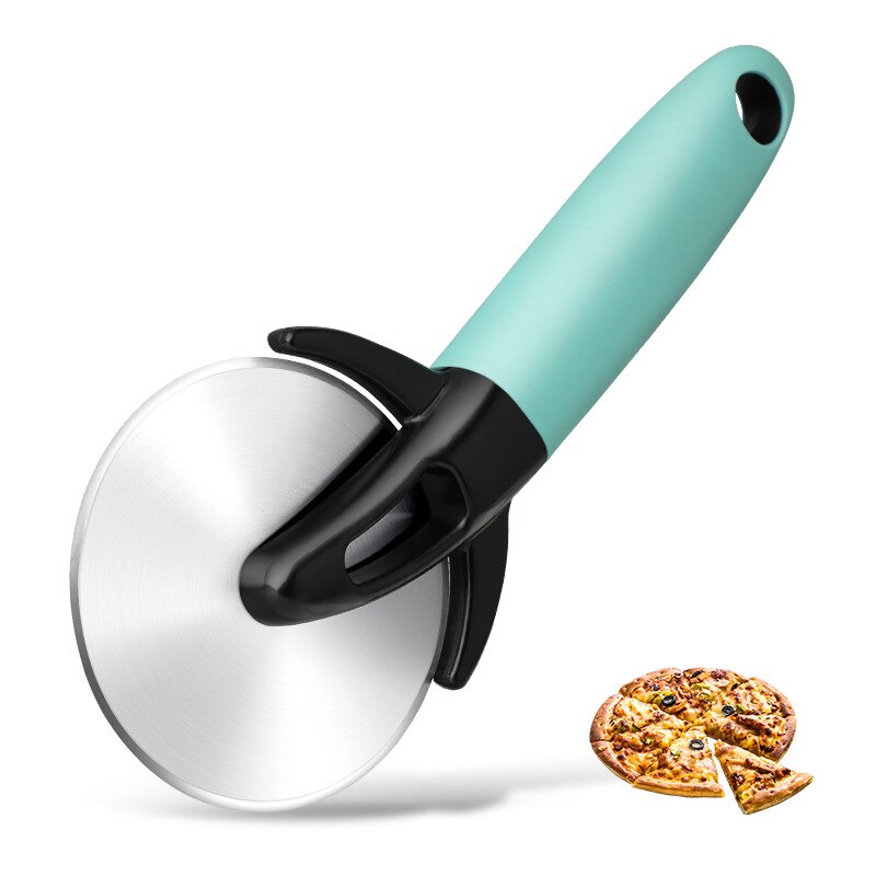 Pizza Cutter Wheel with Cover Premium Stainless Steel Pizza Round Knife Rocker Slicer Kitchen Baking Tools: sky blue