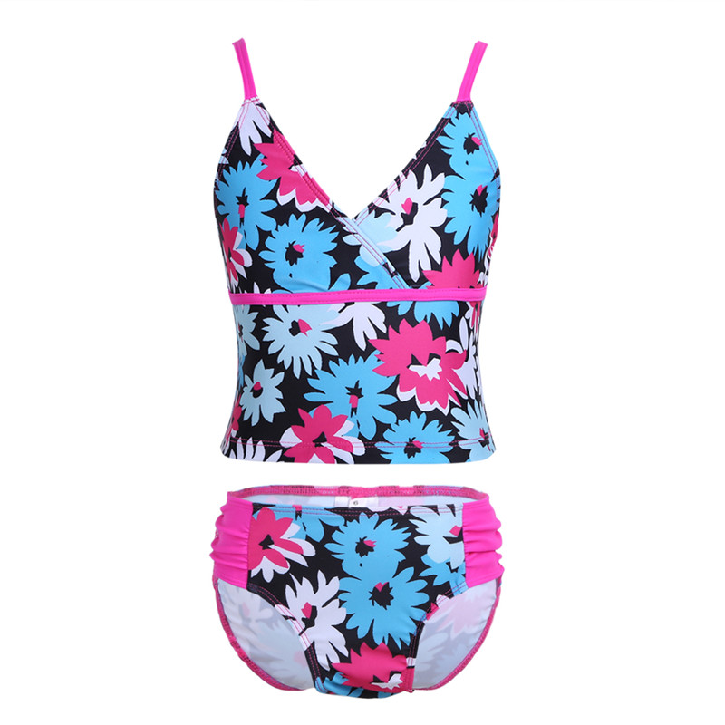 Ensemble Tankini 3 Pièces Pour Fille - Vert/Bleu/Blanc - Taille 14 - Occasion