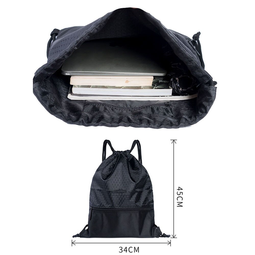 Mochila de nailon con cordón impermeable portátil para estudiantes, mochila de ciclismo deportivo con cordón, organizador de ropa y zapatos