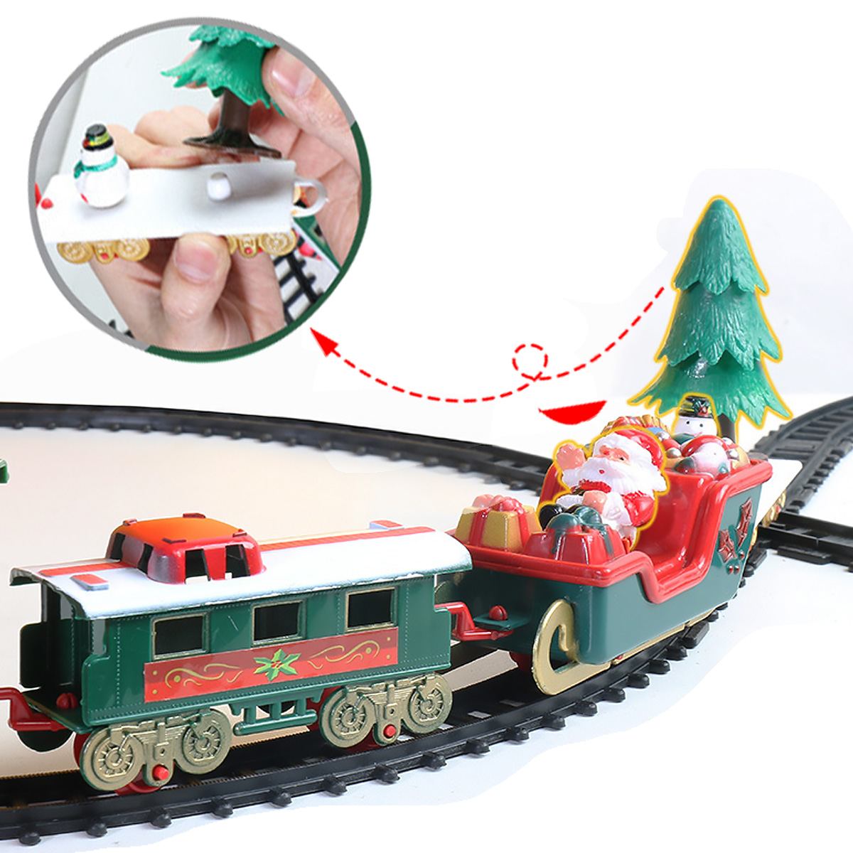 Natale FAI DA TE Treno Elettrico Giocattoli Lungo sbarra traccia impostato con La Luce del Suono Classico Treno A Vapore per Bambini Giocattoli Educativi Regali Di Natale