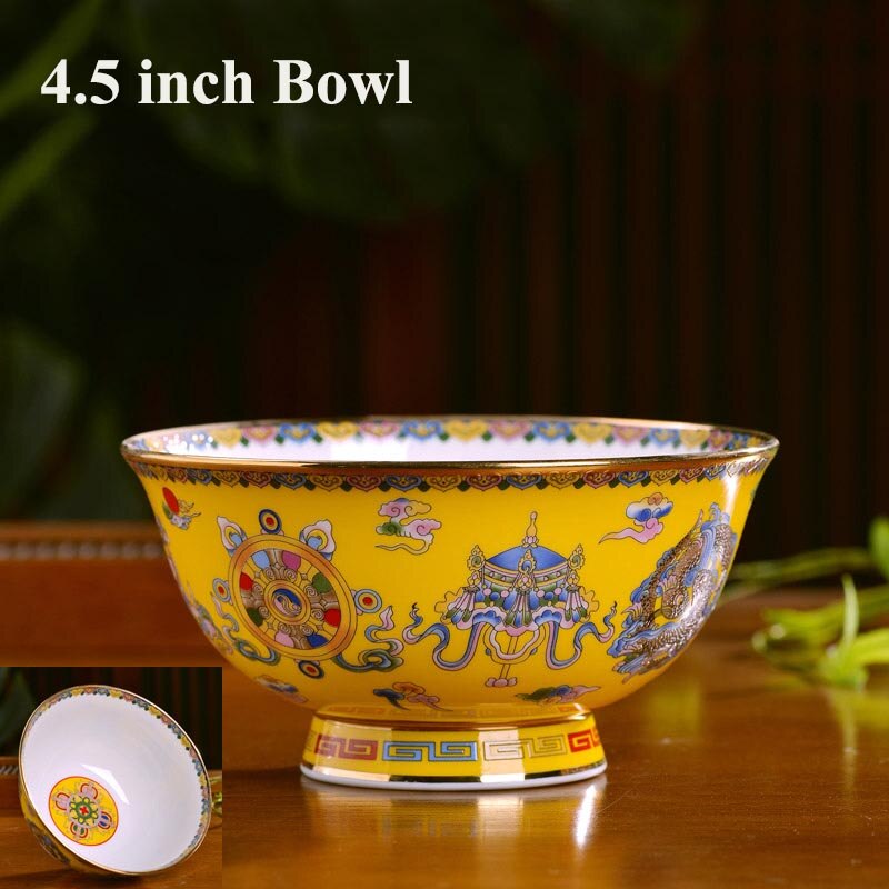 4.5/5/6/8 Inch Vintage Chinese Traditie Keramische Servies Soep Rijstkom Jingdezhen Bone China Ramen Bowls Salade mixing Bowls: D (1PC 4.5inch Bowl)