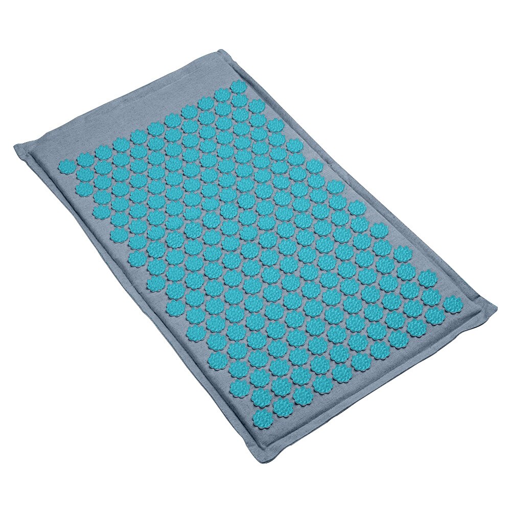 Estera de acupresión con punta de loto, cojín de lino natural, palma de coco, cuello trasero, masaje de pies para interior, almohada de Fitness para gimnasio en casa: 1pc Blue blue