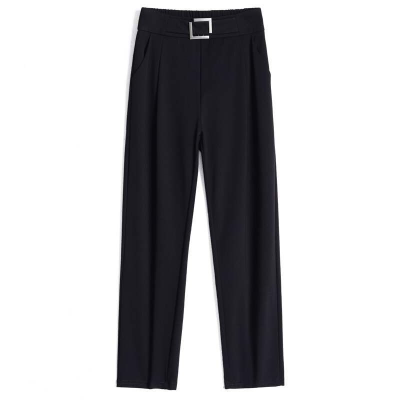 Oumengka kvinder forår efterår elegant kontortøj lige jakkesæt vintage højtaljet sorte damebukser kvinde s -5xl