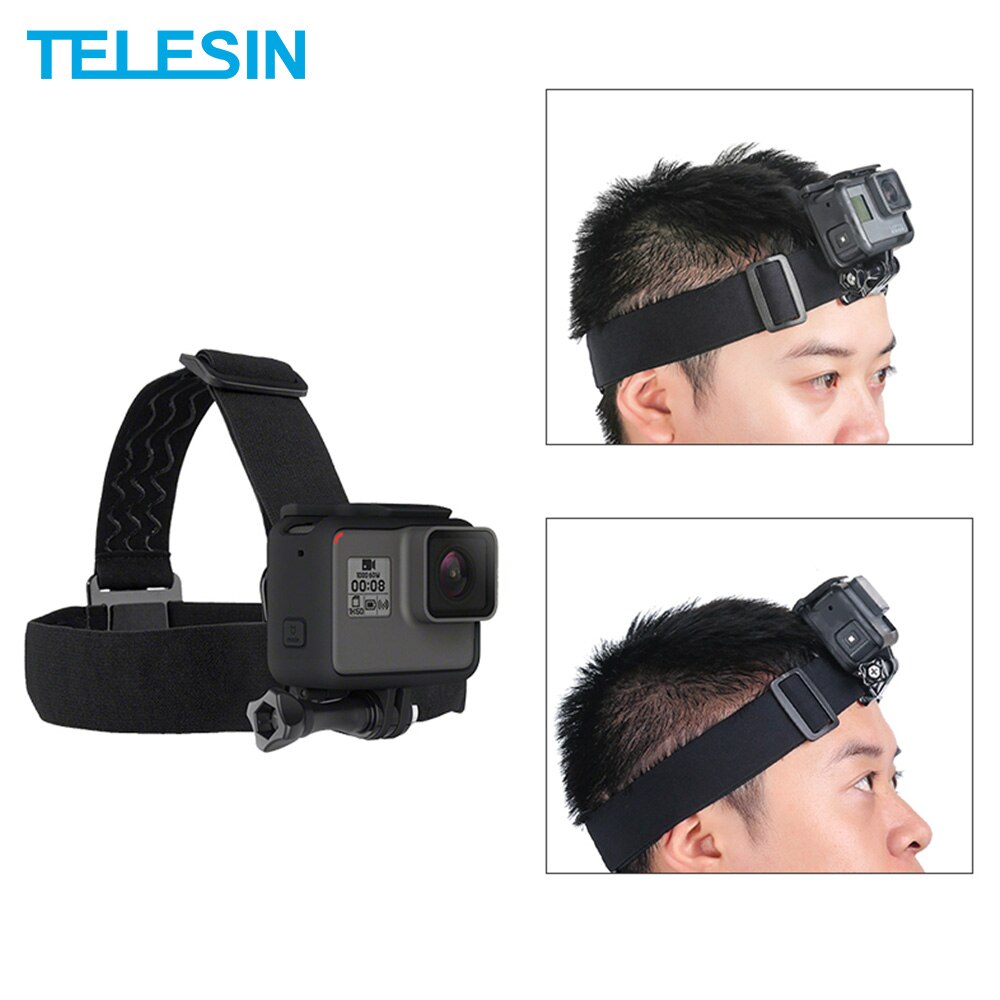 TELESIN Head Strap Mount voor GoPro Hero 8 7 6 5 4 3 2 SJCAM DJI Osmo Action Riem Strip hoofdband Action Camera Sport Accessoires