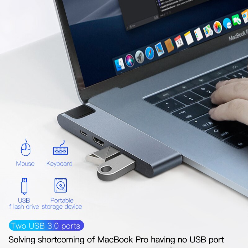 Baseus USB C HUB USB HUB to USB 3.0 HDMI Adapter for MacBook Pro Air HUB Thunderbolt 3 Dock RJ45 USB Splitter Dual Type C HUB