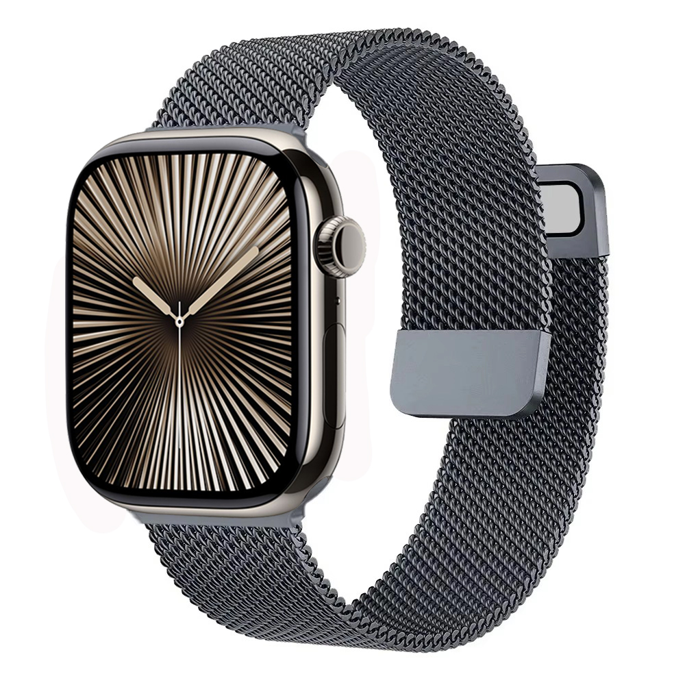 Correa milanesa para Apple Watch Ultra2 49mm 10 9 8 7 46mm 45mm 41mm 6 5 4 SE 44mm 40mm Metal magnético doble sección IWatch 3 42mm: Púrpura verde / 16 mm