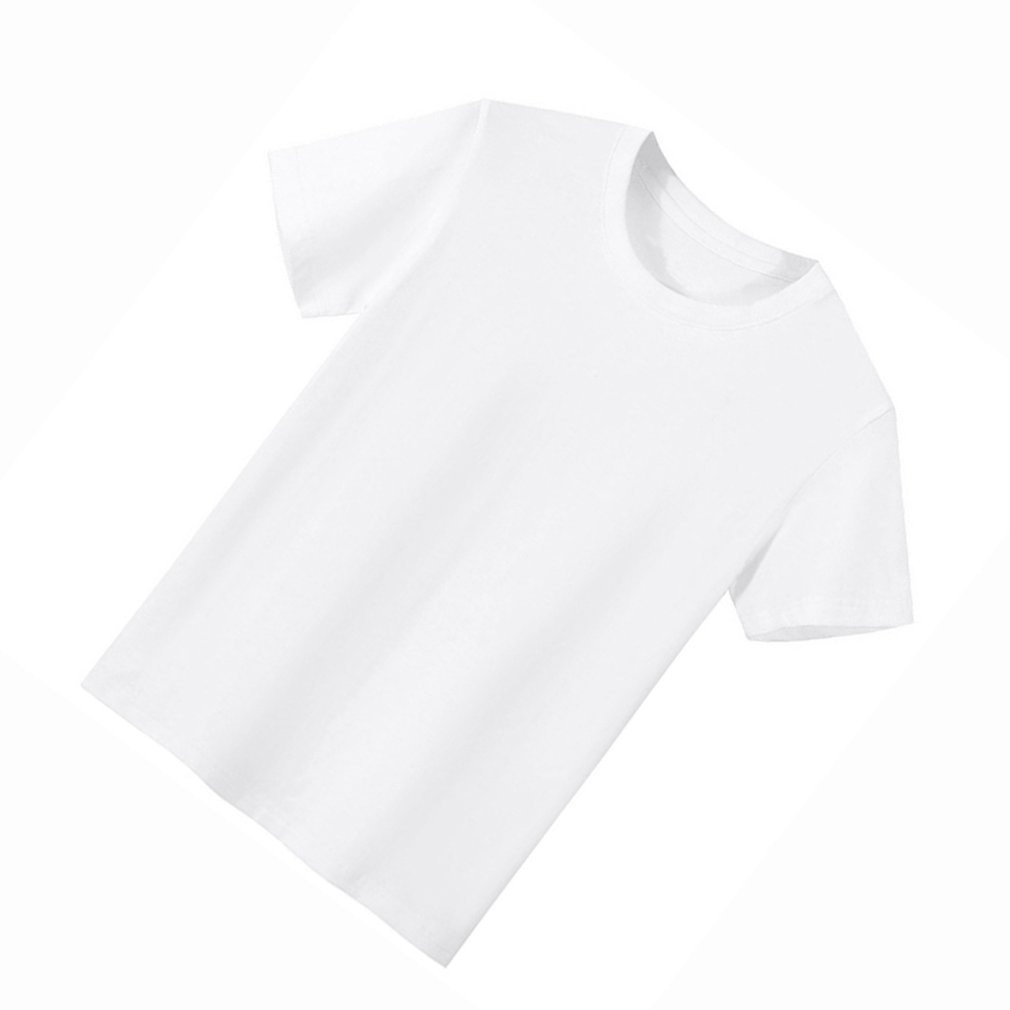 Camiseta clásica blanca pura de verano para hombre, camiseta de manga corta de algodón y poliéster con cuello redondo, tendencia de veraniega