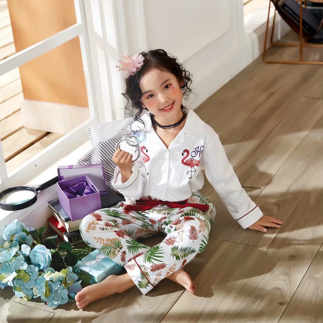 Mama Babe Mother Daughter Pajamas Clothing for Family Matching Outfits 100% Cotton Flamingo Pijamas Mom Baby Girls Pyjamas