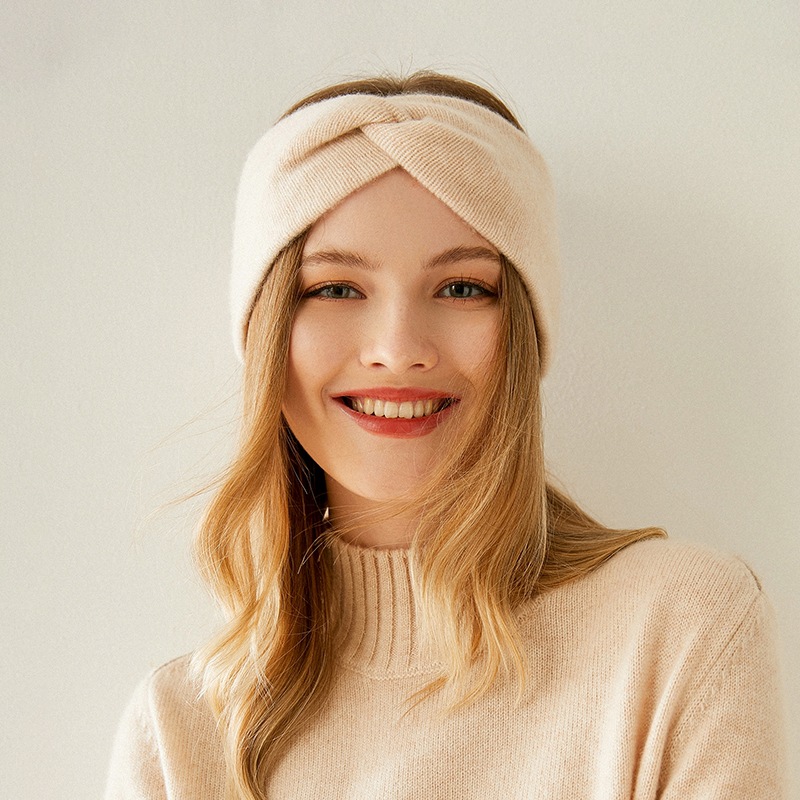 Diadema elástica de lana cruzada Lisa para mujer, diademas cálidas informales gruesas para exteriores, turbante, Bandana, accesorios para el cabello a la