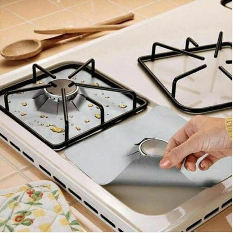 4*Reusable Protector Gas Range Liner Non Stick Gas Hob Stove Top Cooker Cover