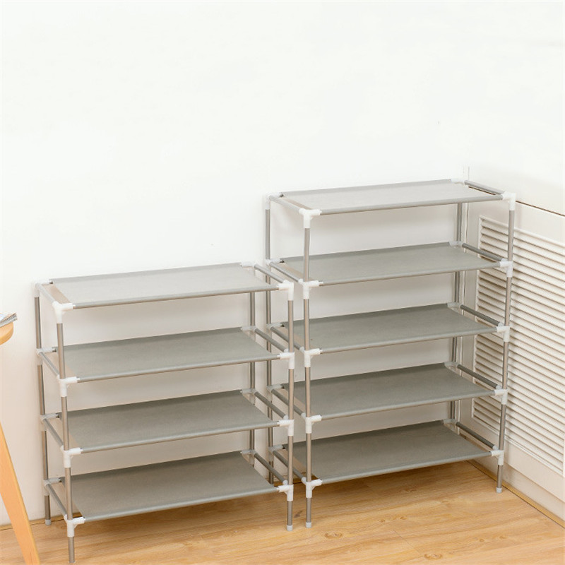 Shoe Rack Stainless Steel + Non-Woven Fabric Standing Shoe Rack DIY Shoes Storage Shelf Shoe Cabinet Home Organizer Accessories