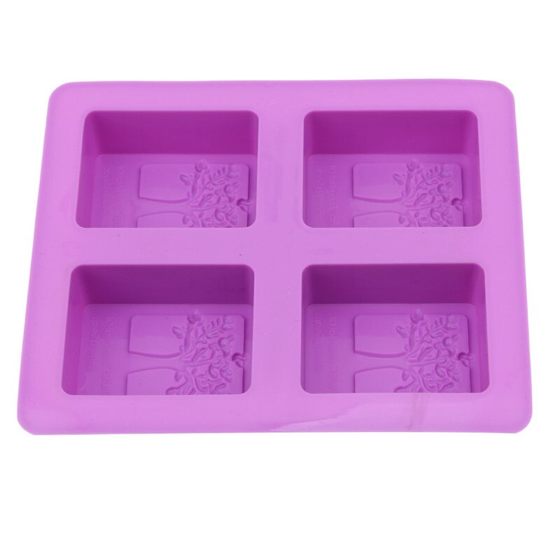 Tree Shaped Silicone Mold Purple Rectangle 4 Hole Soap Mold Arts And Crafts Chocolate Cake Molding Hand Making Tools 1PC