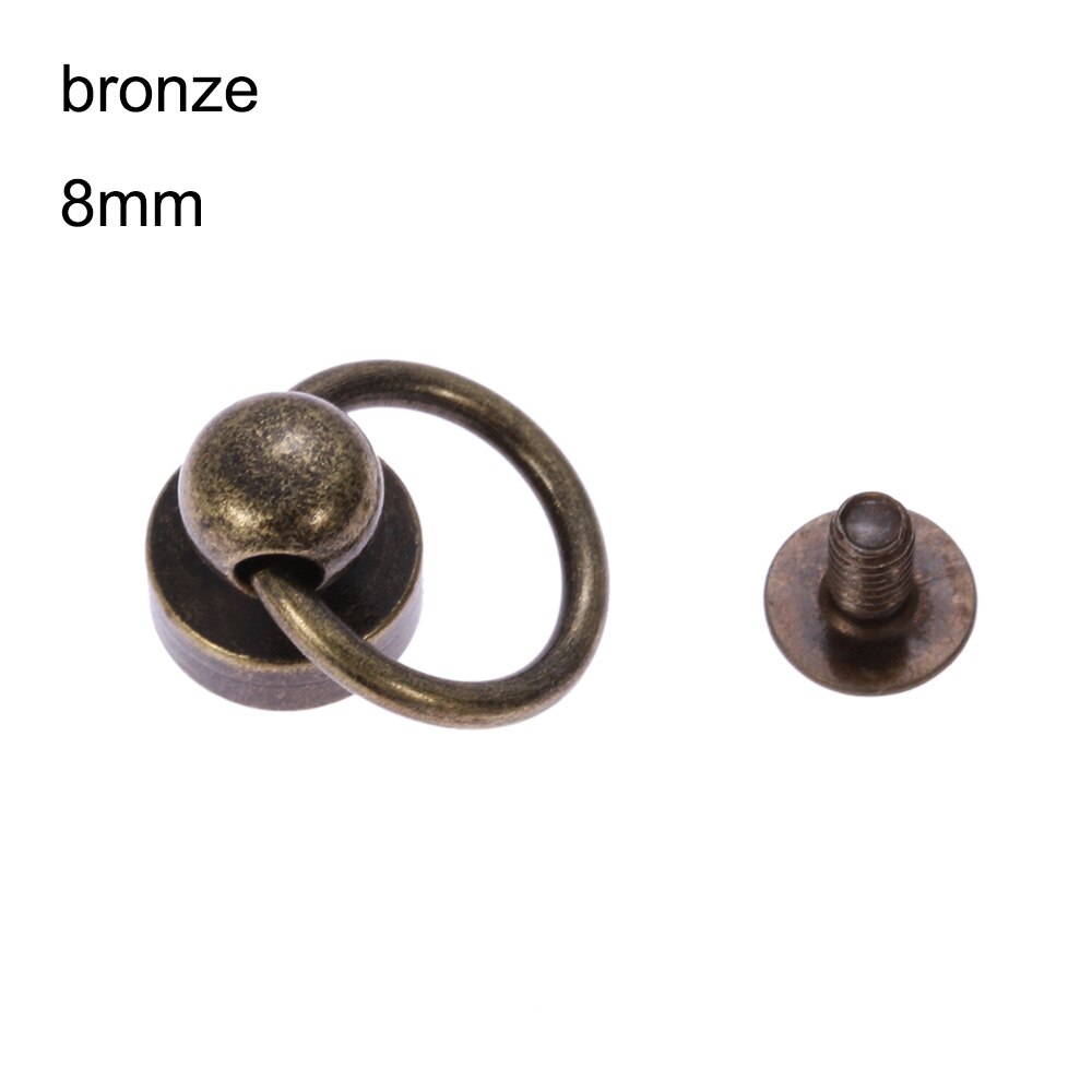 10 Stks/zak Ronde Hoofd Ring Spikes Punk Messing Kledingstuk Klinknagel Met Schroeven Voor Hoed/Schoen/Leer/tas Choker Telefoon Case Diy Ambachten: 8mm-bronze