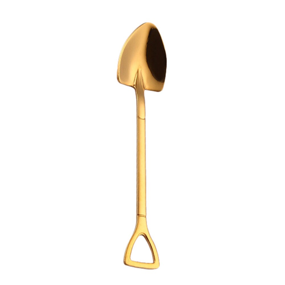 Colorful Metal Spoons Forks Stainless Steel Small Shovel Ice Cream Spoon Fork Tableware Coffee Stirring Spoon Kitchen Accessory: gold spoon