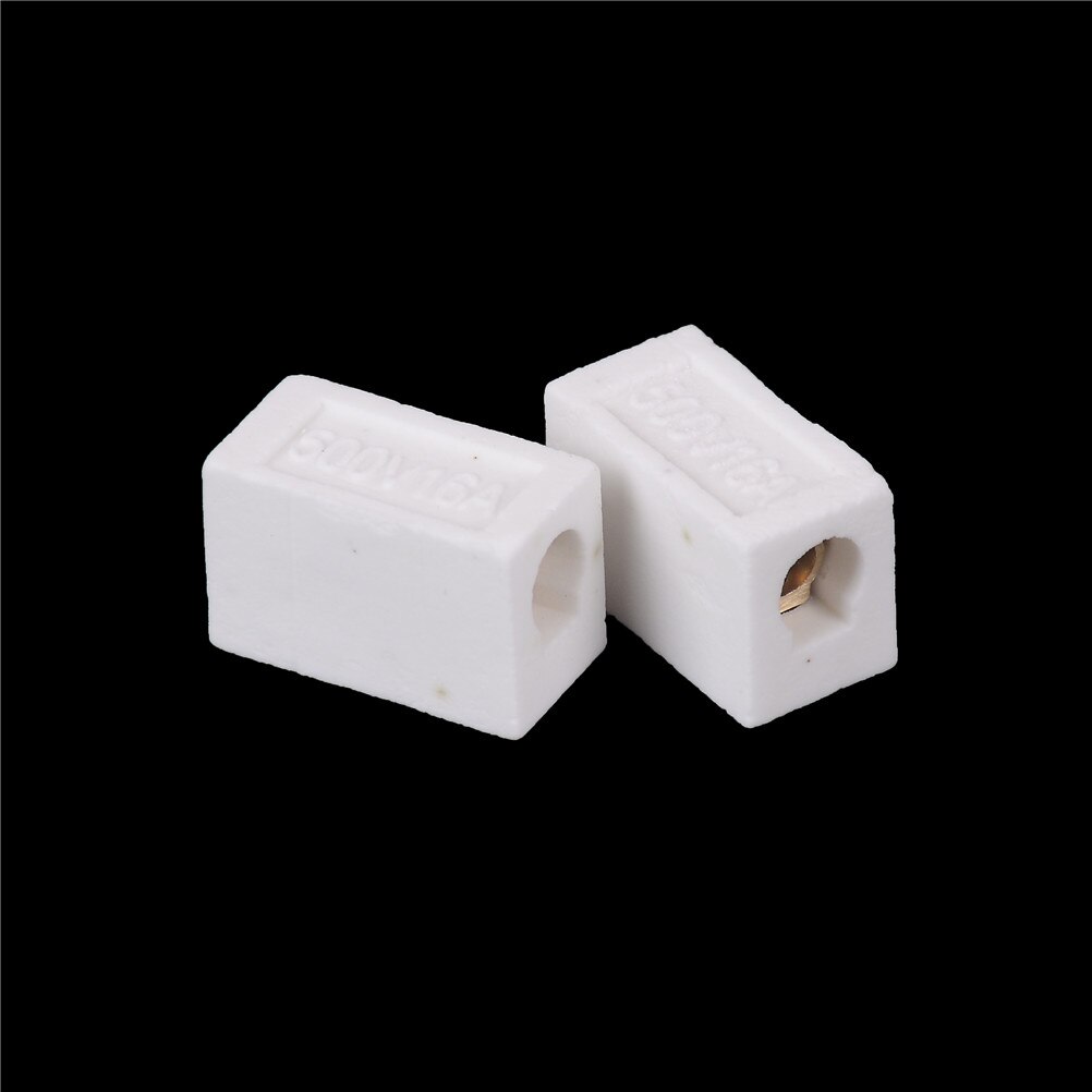 2 Pcs Ceramic Terminal Block 30A 1Way 2 Hole Connector Porcelain Ceramic Terminal Blocks Whosesale