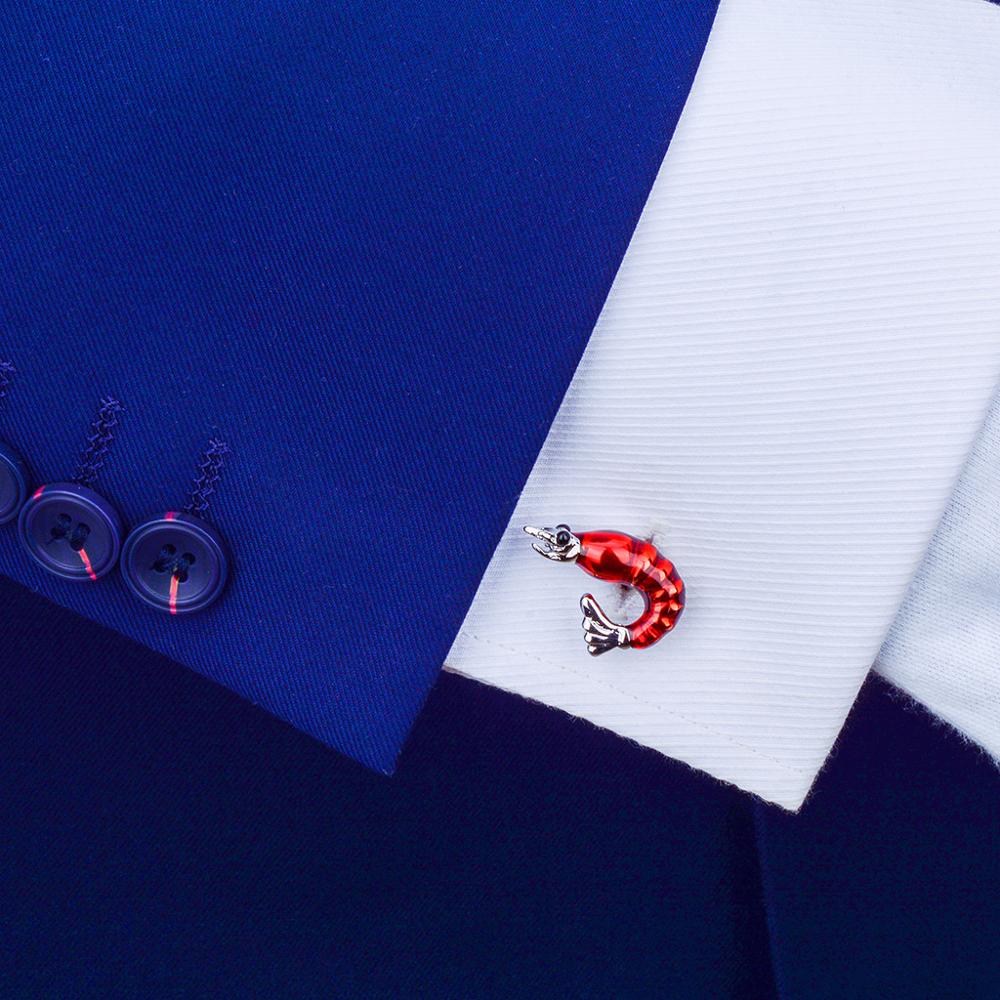 SAVOYSHI Red Enamel Shirt Cufflinks for Mens Cuff buttons Novelty Lobster Model Cuff Links Brand Jewelry