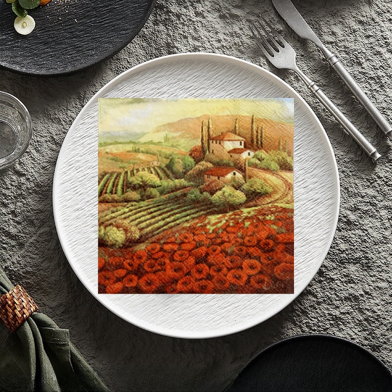 20 stk/pakke blomster vintage retro landlig bord decoupage papirservietter blomsterserviet papirlommetørklæde til festdekorationer