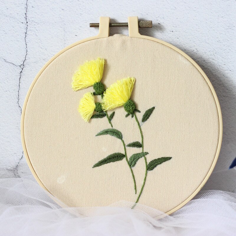 Single Flower Lucky Flower Embroidery Kit DIY Needlework Houseplant Pattern Needlecraft for Beginner Cross Stitch(Without Hoop): C