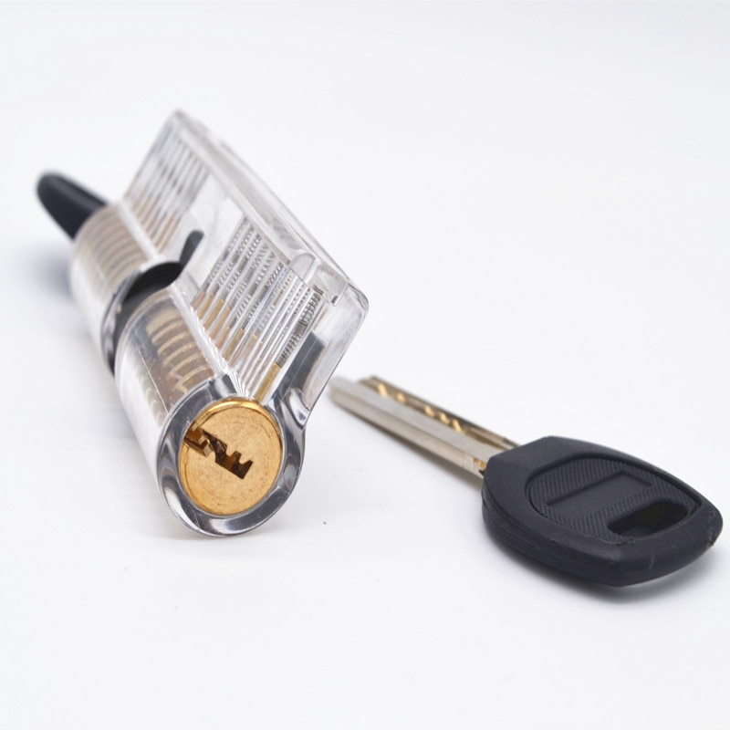 Lock Pick Set Acrylic Stainless Steel Transparent Visible Practice Cutaway Lock with 2 Keys Padlock Tool For Locksmith Supplier