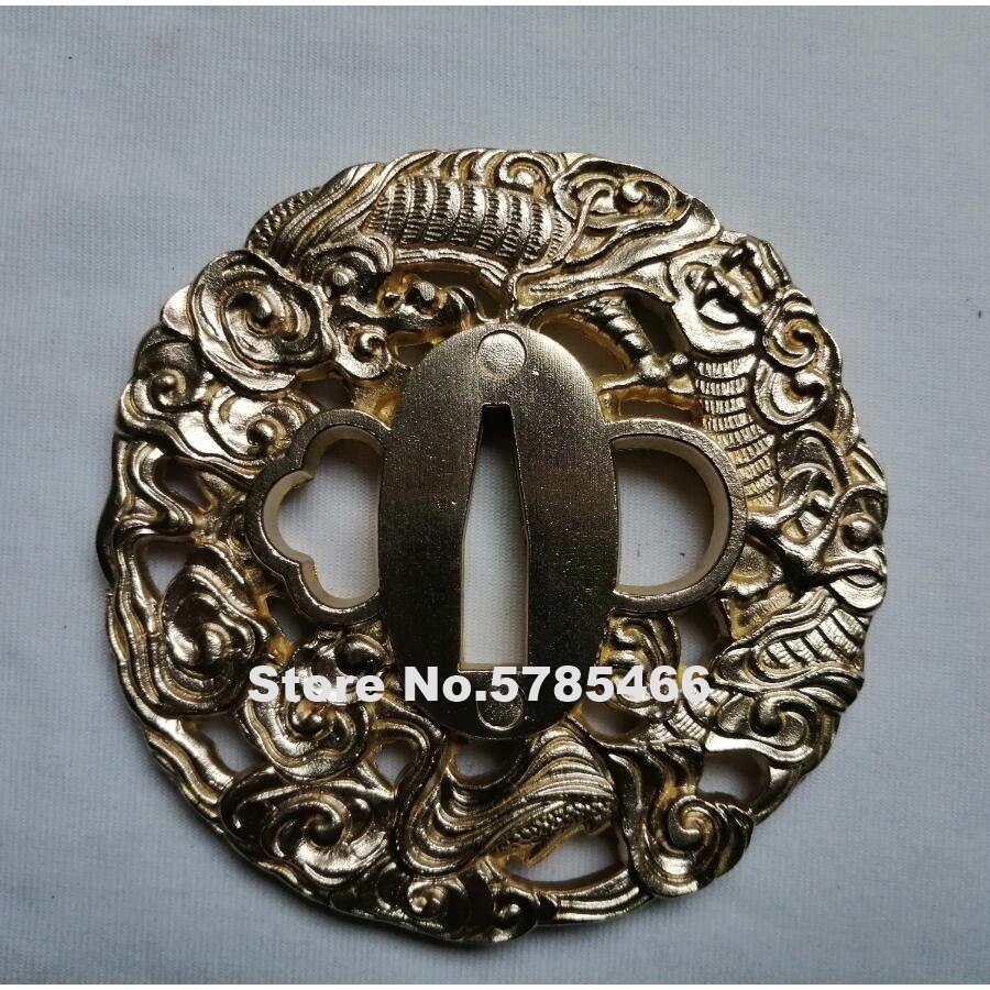 Beautiful Copper Brass Dragon Guard Tsuba Menuki Fuchi Kashira For Japanese Samurai Sword Katana Wakizashi Tanto Katana