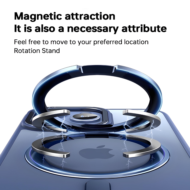 360 ° Suporte de rotação para magsafe magnético caso carregamento sem fio para iphone 15 14 13 12 11 pro max plus telefone capa transparente