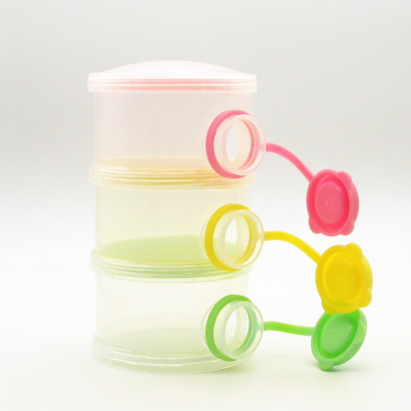 3 Layers Portable Baby Food Storag Box Multiple Openings Cereal Cartoon Infant Milk Powder Box Toddle Snack Container
