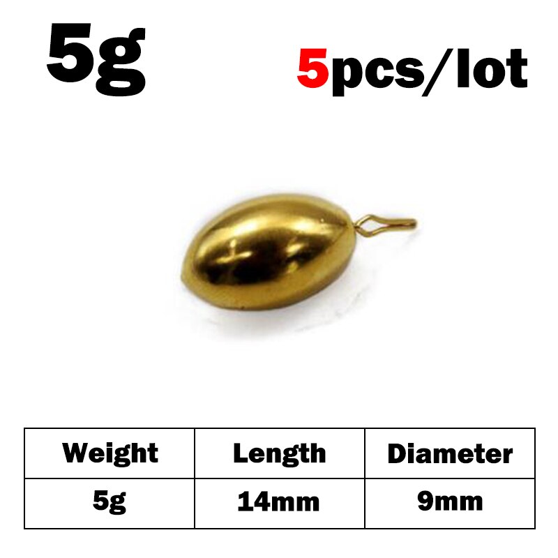 Outkit fiske bly sänken kula koppar vikt sänkor 1.8g/3.5g/5g/7g/10g redskap sänkor fiske bly vikt: 5 st -5g