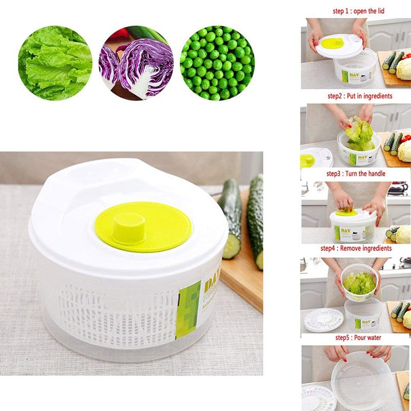 1pcs Vegetables Dryer Salad Spinner Fruits Basket Fruit Wash Clean Basket Storage Washer Drying Machine Useful Kitchen Tools