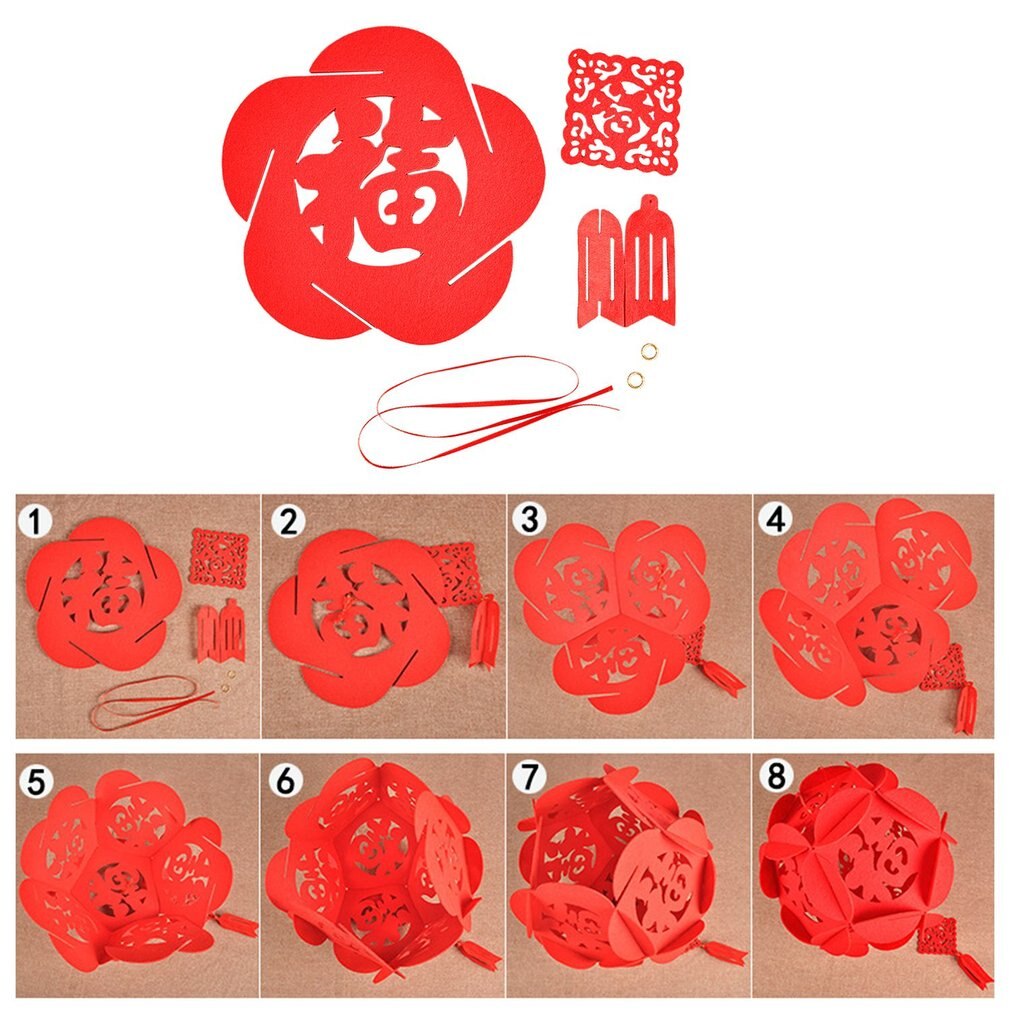 Leuchtend roter blumenkugel-anhänger, hohler chinesischer anhänger, dekoration für das chinesische neujahr, schaufensterdekoration, heimdekoration