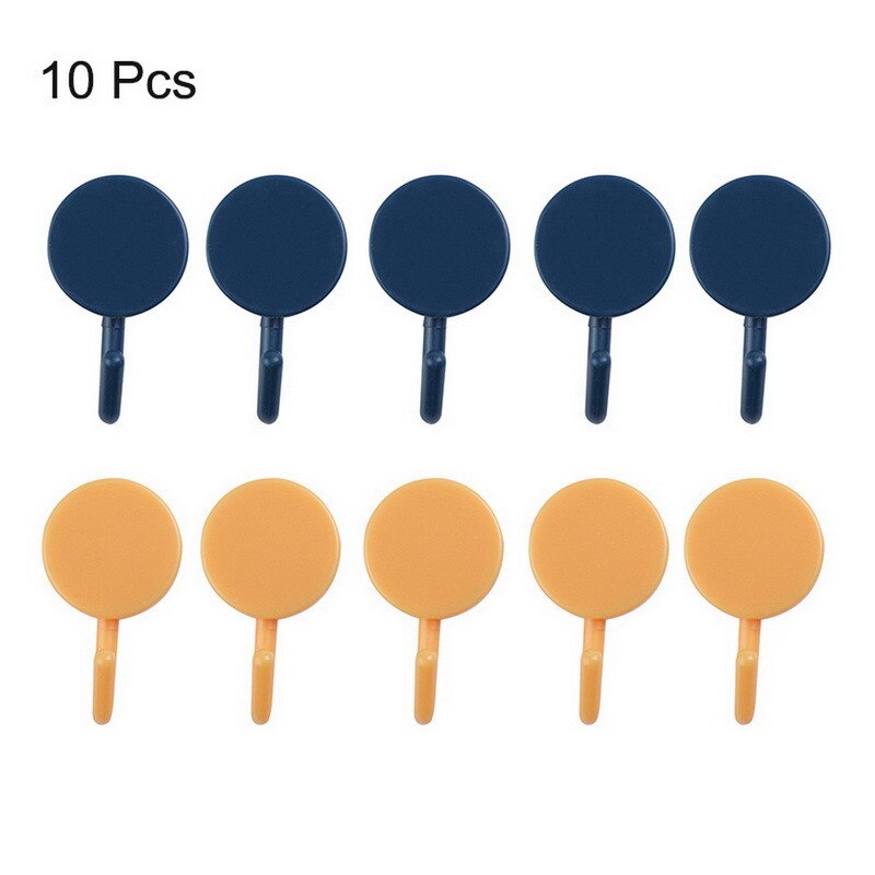 10 Pcs Deur Haak Zelfklevende Muur Haken Transparante Anti-Slip Traceless Zware Stok Op Haak Badkamer Keuken Muur stickers: 10pcs blue andyellow