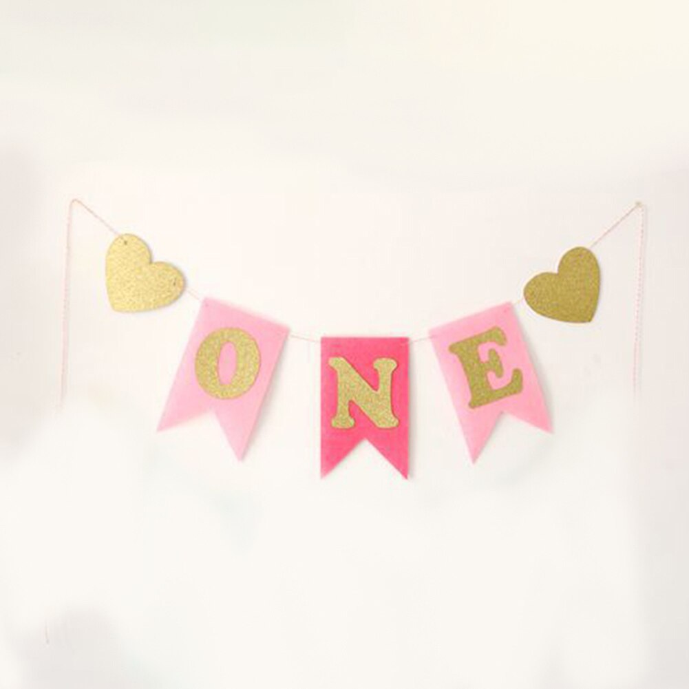 Baby 1 First Birthday Boy Girl Balloons Kids One Year Old Birthday Non-woven fabric Garland Banner Children Party Decor Baby Bab: pink