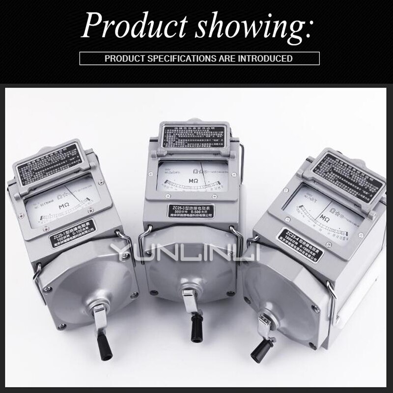 Megohmmeter Insulation Resistance Tester Electrical Resistance Meter Instrument Equipment 1000V Aluminum Shell Zc25-4