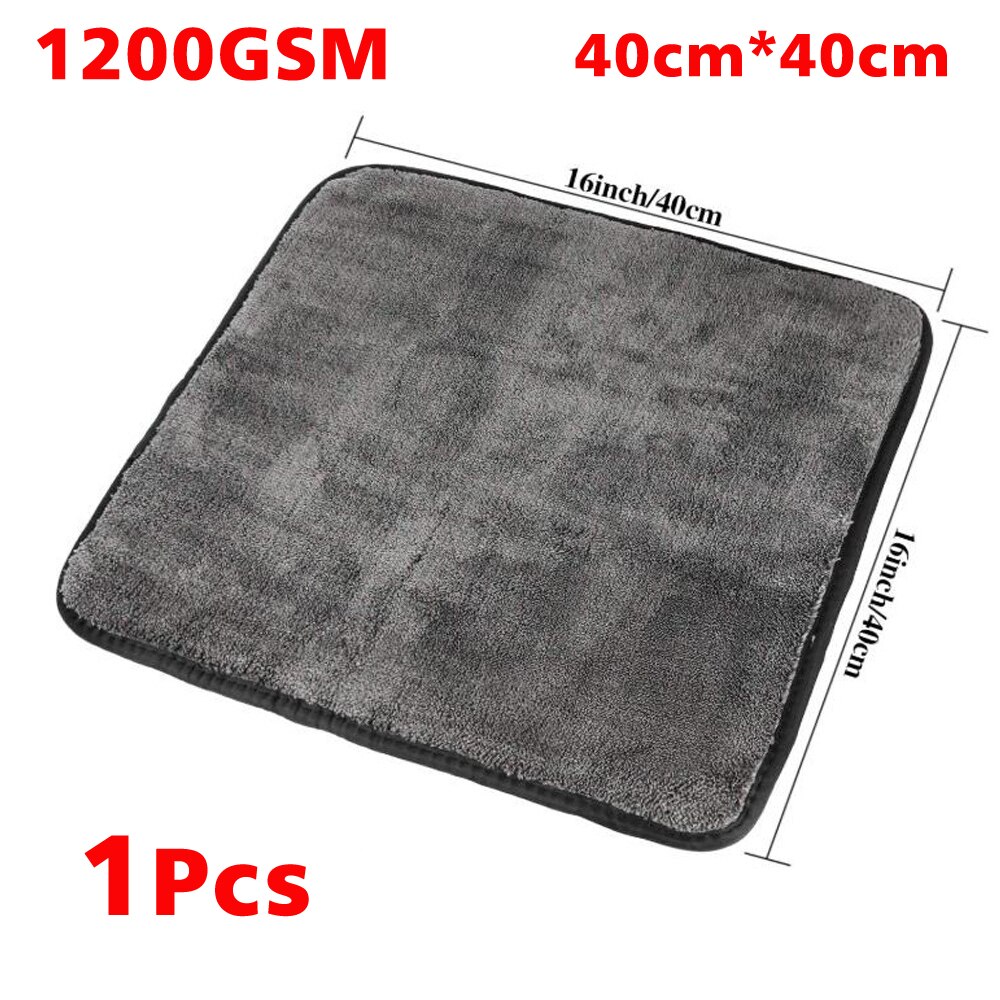 1200GSM Car Wash Drying Towel Accessory Microfiber Cleaning Tools Care Auto Detailing Products Kit Interior For Supplies Cloth: 1200GSM-Grey-1pcs