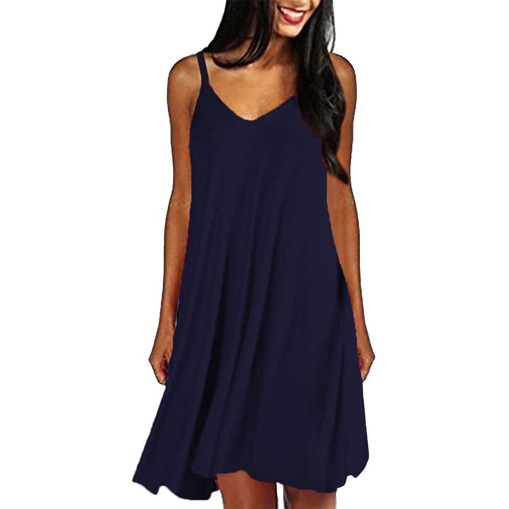 CHAMSGEND vrouwen Zomer effen kleur eenvoudige T-shirt losse casual mode elegante aan zee strand rok